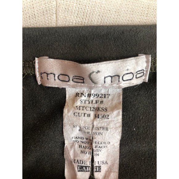 Moa Moa Dark Green Faux Suede Split Back Top Sz L - Picture 6 of 6